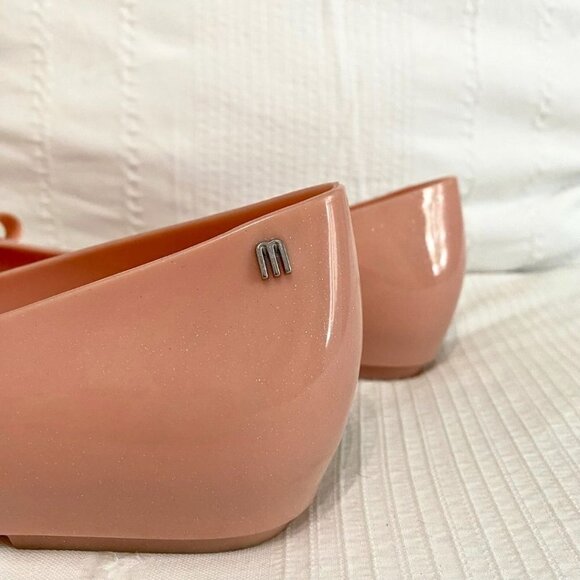 MELISSA DORA X JASON WU BLUSH PINK PLASTIC VANILLA SMELL BOW BALLERINA SHOES - 9 - Picture 8 of 9